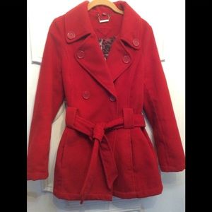 JOU JOU red classic tie coat Size M